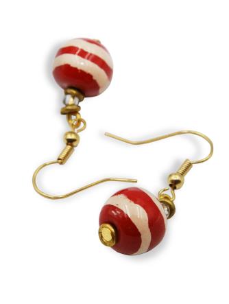 Kazuri Øreringe, Red White